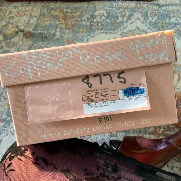 miu miu Capretto Lamina Cammeo metallic rose gold copper open peep toe Mary Jane - Picture 5 of 14